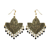 Generic Women's Gold Plated, Beads Hook Dangler Hanging Tassel Earrings-Gold