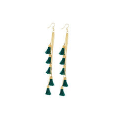 Generic Women's Golden plated Hook Dangler Hanging Earrings-Green