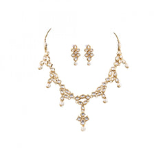 Designer Pearl Gold Plated Kundan Necklace Set