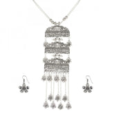 Designer German Silver Oxidized Necklace Set with Earrings