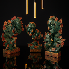 Leaf Face Sculpture Set