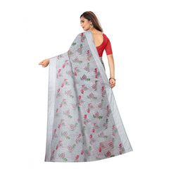 Generic Women's Cotton Saree (Grey,5-6Mtrs)