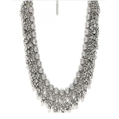 Generic German Silver Ghungroo Beads Designer Choker Necklace (Color: Silver)