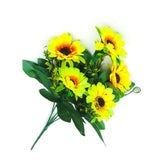 Generic Artificial Flowers Bunch Bouquet Of 5 Sunflowers For Home Decoration (Color: Yellow, Material: Silk Polyester)