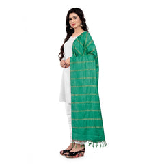 Generic Women's Cotton Jari Woven Work Dupatta (Green, Length:2-2.4 mtr)