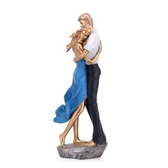 Romantic Love Couple Showpiece for Home Decor Anniversary Wedding Valentine Beautiful Gift Items (Love Couple Statue - Blue)