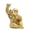 Golden Female Monkey Sitting with Baby Sculpture