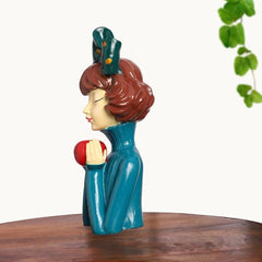 Charming Girl with Apple Decor Statue Sculpture