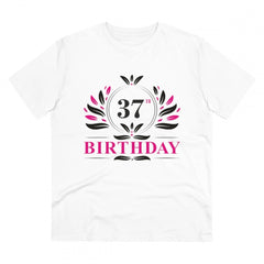Generic Men's PC Cotton 37th Birthday Printed T Shirt (Color: White, Thread Count: 180GSM)
