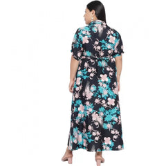 Generic Women's Fit And Flare Green Dress (Color:Multicolor, Material:Polyester)