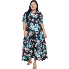 Generic Women's Fit And Flare Green Dress (Color:Multicolor, Material:Polyester)