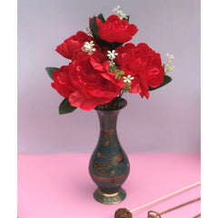 Generic Artificial Flowers Bunch Bouquet Of 7 Poppy Flowers For Home Decoration (Red, Material:Silk, Polyester)