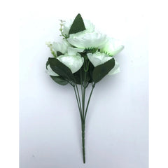Generic Artificial Flowers Bunch Bouquet Of 7 Poppy Flowers For Home Decoration (White, Material:Silk, Polyester)