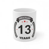 Generic Ceramic 13th Anniversary Printed Coffee Mug (Color: White, Capacity:330ml)