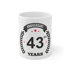 Generic Ceramic 43rd Anniversary Printed Coffee Mug (Color: White, Capacity:330ml)