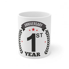 Generic Ceramic 1st Anniversary Printed Coffee Mug (Color: White, Capacity:330ml)