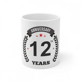 Generic Ceramic 12th Anniversary Printed Coffee Mug (Color: White, Capacity:330ml)