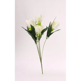 Generic Artificial Flowers Bunch Bouquet Of Daffodil Tulip Flowers For Home Decoration (White, Material:Silk, Polyester)
