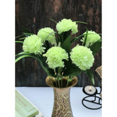 Generic Artificial Flowers Bunch Bouquet Of 6 Chrysanthemum Flowers For Home Decoration (Green, Material:Silk, Polyester)