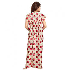 Generic Women's Cotton Printed Maxi Nighty (Red)