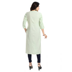 Generic Women's 3/4th Sleeve Viscose Blend Tunic Long Kurti (Green)