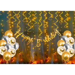 Generic Happy Birthday Decoration Kit Combo With Fairy Led Light (Multicolor)