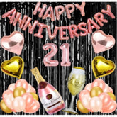 Generic 21St Anniversary Rose Gold Foil Balloons With Happy Decoration Items Set (Rose Gold)