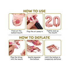 Generic 1St Anniversary Rose Gold Foil Balloons With Happy Decoration Items Set (Multicolor)