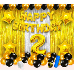 Generic 2Nd Birthday Golden Theme Decoration Items (Multicolor)