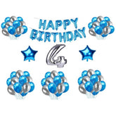 Generic 4Th Happy Birthday Decoration Combo With Foil And Star Balloons (Blue, Silver)