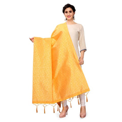 Generic Women's Silk Pure weaving Work Duppatta (Honey, Length: 2-2.3 Mtrs)