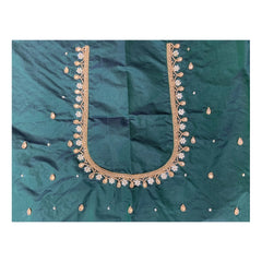 Generic Women's Cotton Silk Self Design Unstitched Blouse Piece (Green, 80-100 cm)