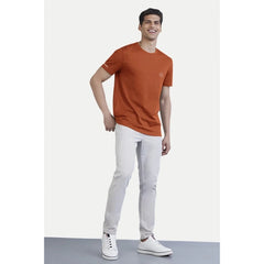 Generic Men's Casual Half sleeve Solid Polyester Crew Neck T-shirt (Rust)
