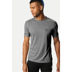 Generic Men's Casual Half sleeve Solid Polyester Crew Neck T-shirt (Grey)