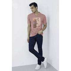 Generic Men's Casual Half sleeve Digital Printed Cotton Crew Neck T-shirt (Coral)