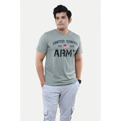 Generic Men's Casual Half sleeve Printed Cotton Crew Neck T-shirt (Grey)