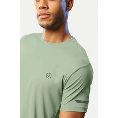 Generic Men's Casual Half sleeve Solid Polyester Crew Neck T-shirt (Pista)