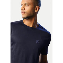 Generic Men's Casual Half sleeve Solid Polyester Crew Neck T-shirt (Navy)