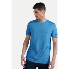 Generic Men's Casual Half sleeve Solid Polyester Crew Neck T-shirt (Light Blue)