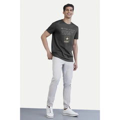 Generic Men's Casual Half sleeve Printed Cotton Crew Neck T-shirt (Black)