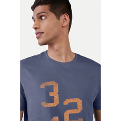 Generic Men's Casual Half sleeve Printed Cotton Crew Neck T-shirt (Blue)