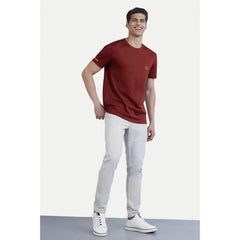 Generic Men's Casual Half sleeve Solid Polyester Crew Neck T-shirt (Maroon)