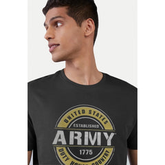 Generic Men's Casual Half sleeve Printed Cotton Crew Neck T-shirt (Black)