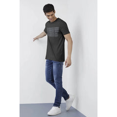 Generic Men's Casual Half sleeve Printed Cotton Round Neck T-shirt (Dark Grey)