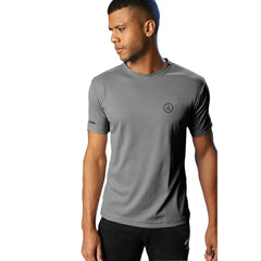 Generic Men's Casual Half sleeve Solid Polyester Crew Neck T-shirt (Grey)