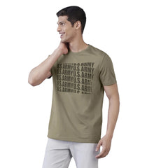 Generic Men's Casual Half sleeve Printed Cotton Crew Neck T-shirt (Green)