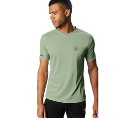 Generic Men's Casual Half sleeve Solid Polyester Crew Neck T-shirt (Pista)