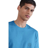 Generic Men's Casual Half sleeve Solid Polyester Crew Neck T-shirt (Light Blue)