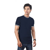 Generic Men's Casual Half sleeve Solid Polyester Crew Neck T-shirt (Navy)