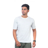 Generic Men's Casual Half sleeve Stripped Cotton Crew Neck T-shirt (White)